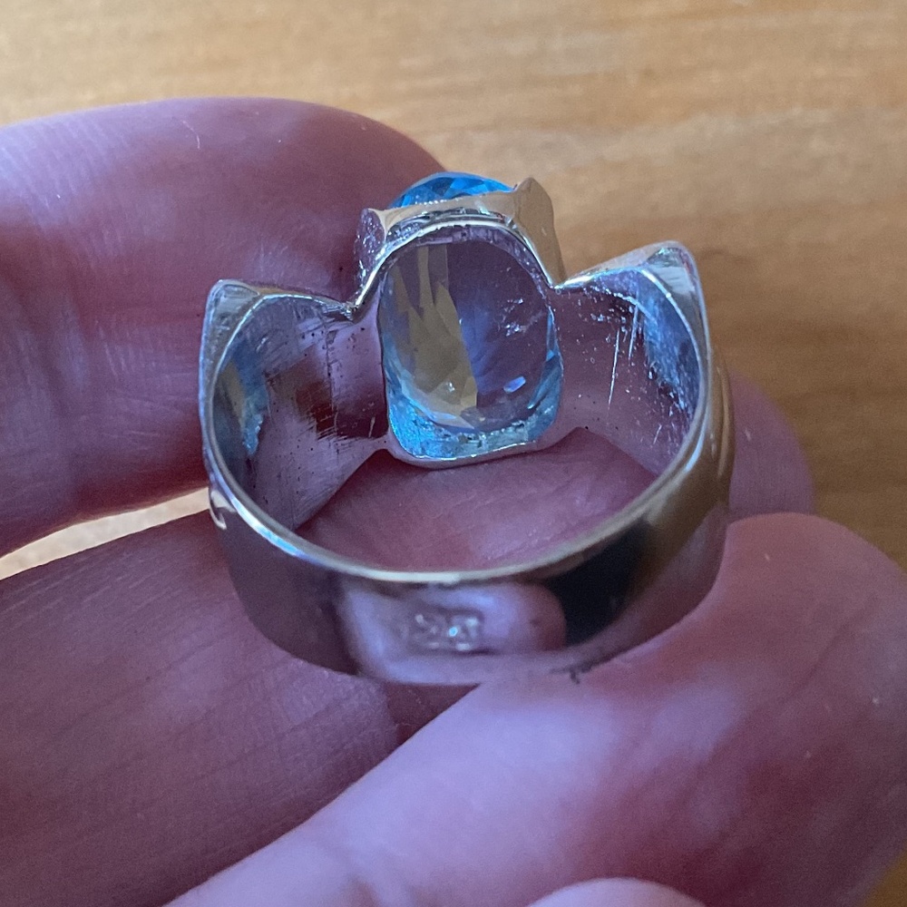 NWOT 𝅺STERLING SILVER 925 BLUE TOPAZ RING SIZE US 6.25​​ - Picture 10 of 12